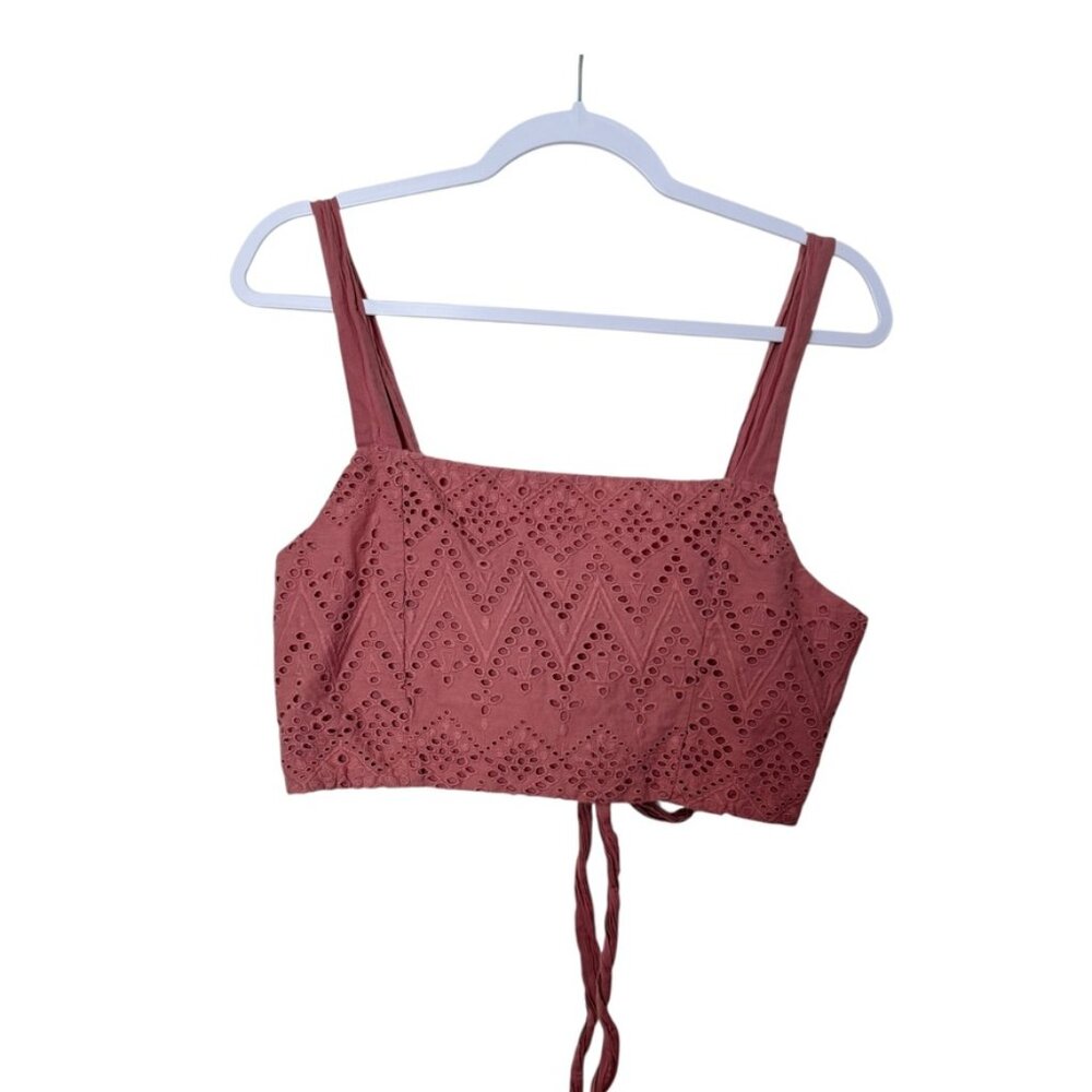 Intimately Free Free People Eyelet Lace Crop Women M Dusty Rose Boho Sleeveless